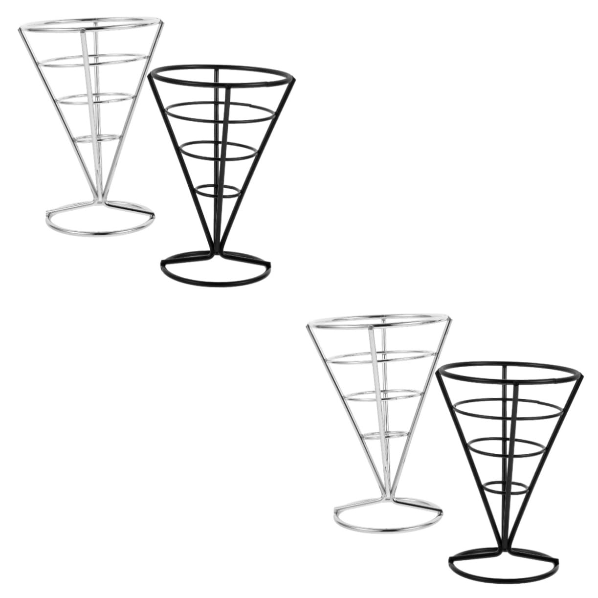 PRETYZOOM 4pcs French Fries Cone Holders Snack Display Baskets for Fried Food Appetizers and Chicken Versatile Serving Racks for Restaurants Parties and Home Use Design