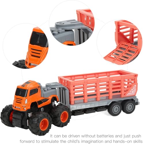 Image of Die cast Alloy 1:43 Animal Transport Truck Toys for Kids Boys Girls Friction Powered Car Carrier Container Toy Pull Back Vehicle Birthday Gift(Pack of 1,Multicolor)