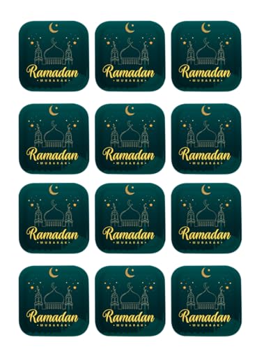أطباق حفلات بأشكال مميزة لشهر رمضان مقاس (24 × 24 سم)، عبوة من 12 قطع شكل B