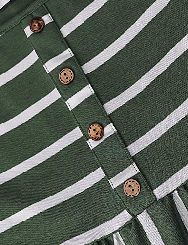 MOQIVGI Misses Dresses Spaghetti Strap Retro Striped Knee Length Beach Vacation Dress Casual Stylish Soft Surroundings Womens Clothes Green White Medium - image 5