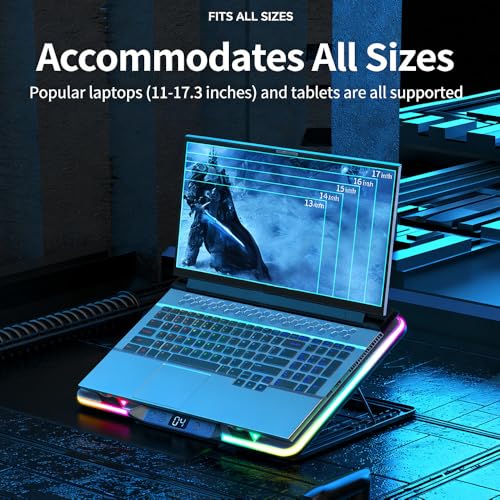 Base para laptop con 5 ventiladores y altura ajustable miniatura 4