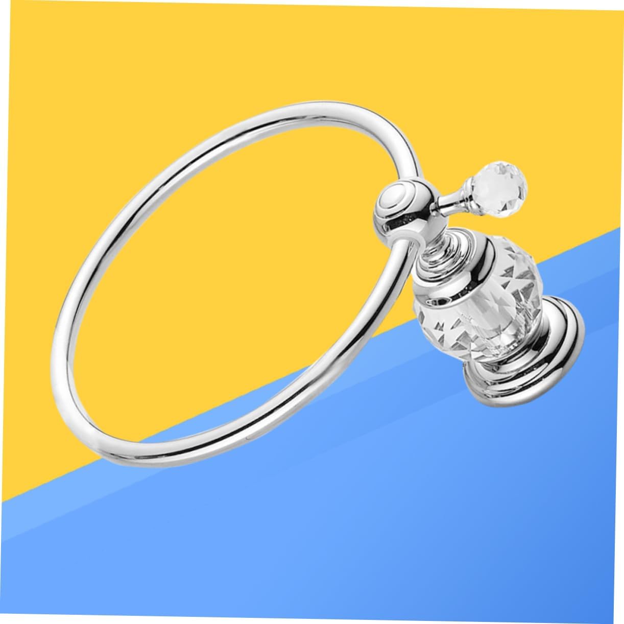 Stainless Steel Towel Ring Wall Mounted Crystal Silver Refined Plating No Water Marks 180° Rotation