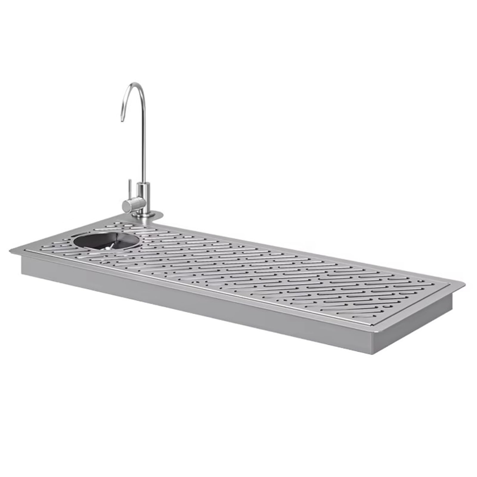 XNXYSMKJ Glass Rinser with Faucet,Stainless Steel Pitcher Rinser,Stainless Steel Recessed Countertop Cup Washer,Commercial Cup Washer,w/Drain and Drip Tray (75.5x37.5cm)