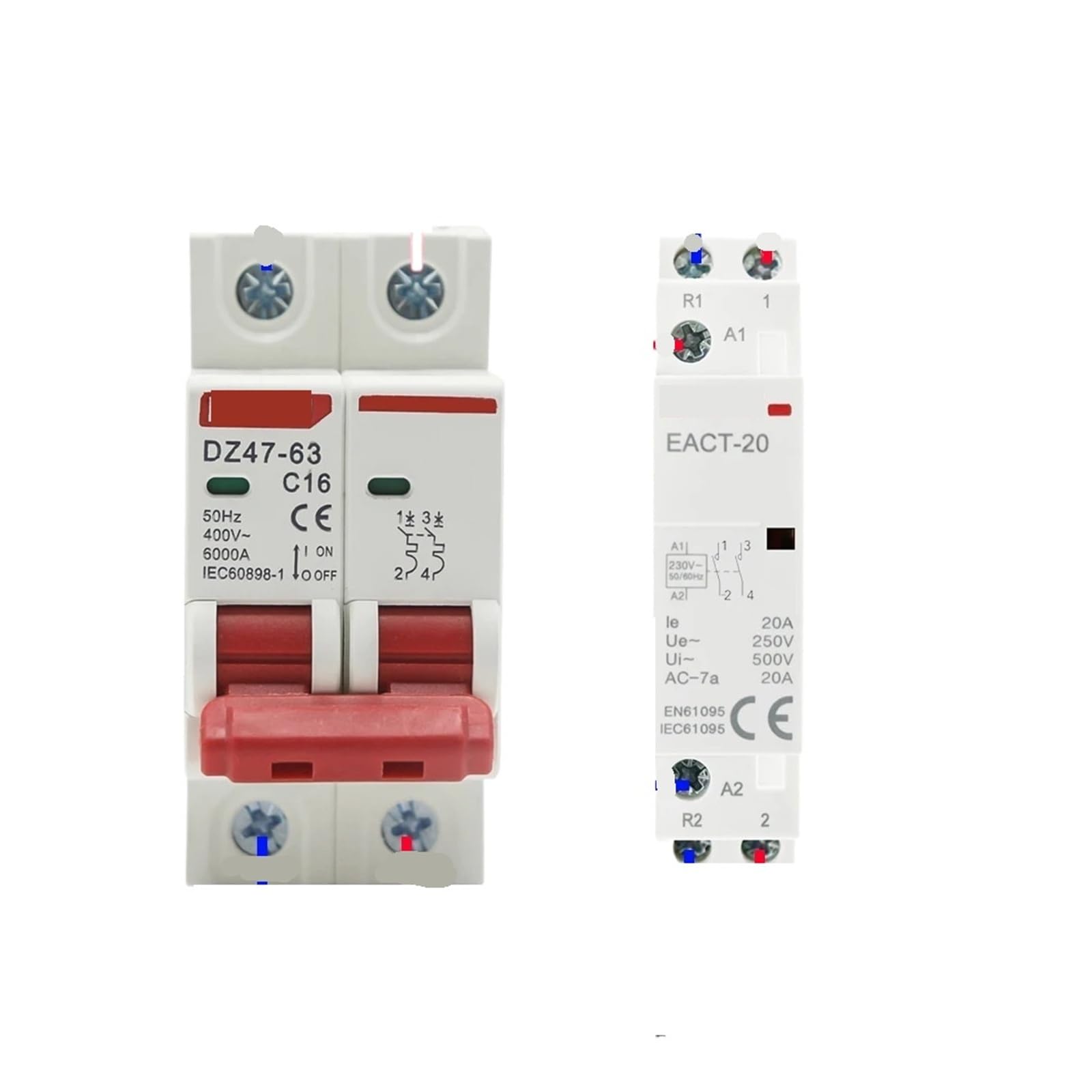 Contactor modular 2P AC 220V 230V 16A 20A 25A 1NO1NC 2NO 2NC 50/60Hz Montaje en riel DIN para casa y hotel (20A, 2NC, 220V)