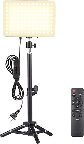 Andoer Kit de luz de video LED de 45 W, panel de luz de relleno de fotografía de 2800 K-6500 K, brillo ajustable Ra96+ con soporte de luz de