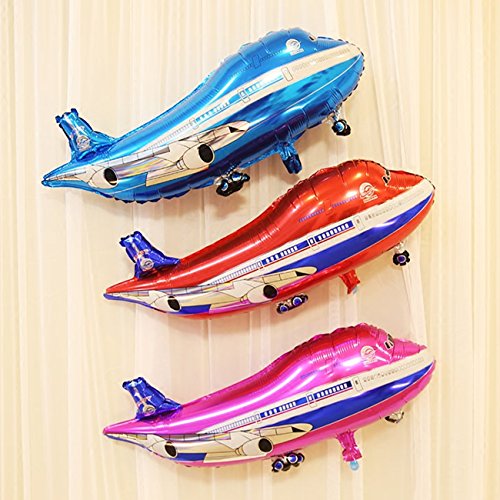 Bouti1583 Airplane Helicopter Plane Shaped Foil Balloon 32 Inch, Pack Of 3 Party Children Birthday Kids Favor Cartoon Decorations (Blue & Red) #TOP5