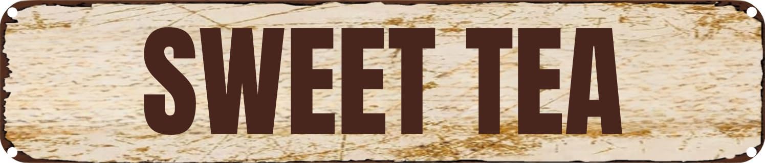 Vintage Tin Sign Retro Metal Wall Decor SWEET TEA Rustic Aluminum Plaque for Home,Bar,Kitchen,Garage,Man Cave 4x16 Inch