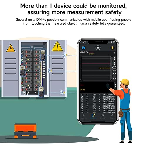 OWON B41T+ Bluetooth Digital Multimeter,22000 Counts Auto Ranging Digital 3 in 1 Multimeters with Bluetooth True RMS Backlight Test Meter for Electrical Testing Industrial Temperature Measurement etc - Image 3