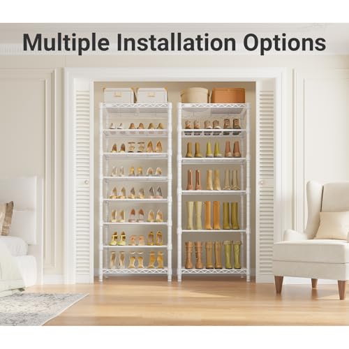 Image of VIPEK S1 Shoe Rack, 8-Tier Metal Durable Shoe Organizer, Heavy Duty Large Capacity Up to 24 Pairs, Adjustable & Detachable Shoe Shelves for Entryway /Bedroom /Closet, Holds Up to 544 lbs, White