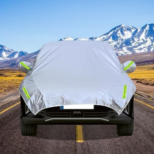Image of SUV Half Car Cover Silver Car Windshield Sunroof Sunshade Snow Cover Universal Fits Length 185 inch-200 inch