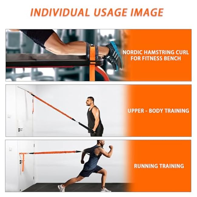 Nordic Hamstring Curl Assistance Band Set with Adjustable Door Anchor, 3x40lbs Resistance Bands for Hamstring Strength Training, Neoprene-Padded Strap for Beginners