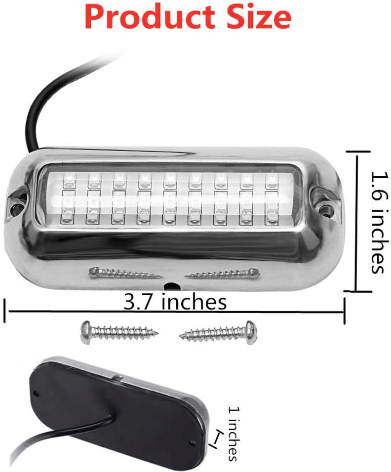 LABLT Blue 27 50W Underwater Boat Marine Transom Lights 316 Stainless Steel Pontoon Transom Lights Boat Deck Light Stern Lights Fishing Night Light