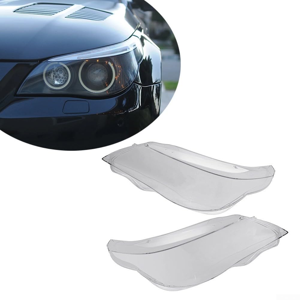Par de cubiertas transparentes para faros delanteros E60 E61 525i para 530i 545i 550i M5 Sedan Touring 2003-2010, carcasa de repuesto de PC para carcasa agrietada amarillenta
