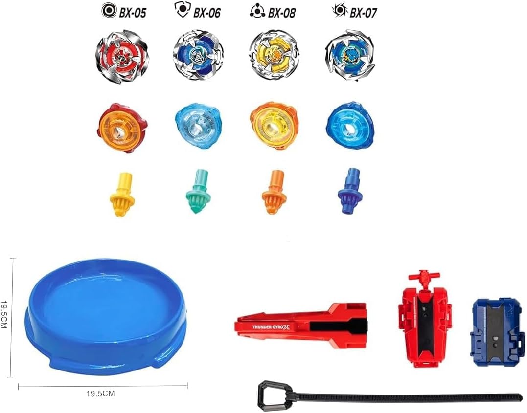 Royaldeals4D Metal Fusion Clash of Tornado Speed Top Stadium Battle with 4 Beys&2 Launchers(Multicolor Color Stadium As per Stock) (Stadium with X Series 4top and Launcher)