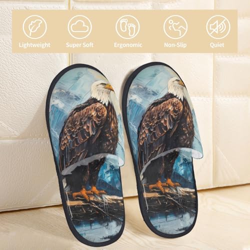 Iceberg Bald Eagle Print Women Slippers Home Furry Shoes Keep Men Couples Shoes Warm For Women-3