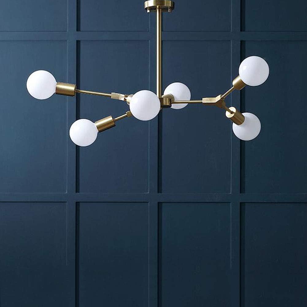 Sputnik Chandelier 9 Lights Modern Gold Brass Ceiling Light Fixture Industrial Vintage Pendant Lighting for Dining Room Kitchen Living Room Bedroom,Brass,6 Lights