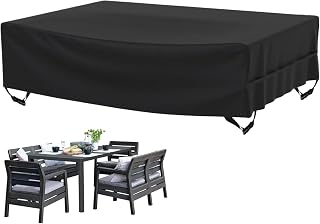 Outdoor Furniture Cover, Patio Set Covers Heavy Duty Protective Shielding Equipment Oxford Material Waterproof Windproof Buckles DustProof for Outdoor Furniture (Black, Small)