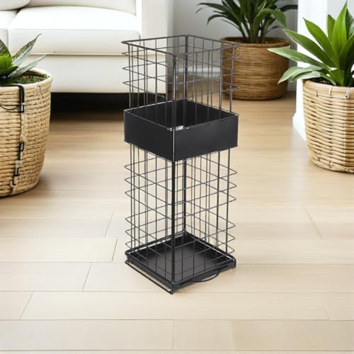 Panier de rangement métal pour parapluies d'angle compact