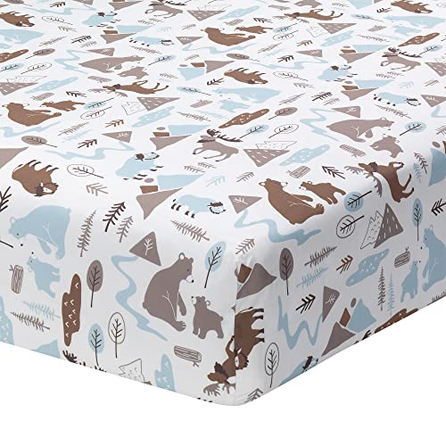 Lambs & Ivy Big Sky Blue/Brown Woodland Animals 4-Piece Baby Crib Bedding Set #TOP3