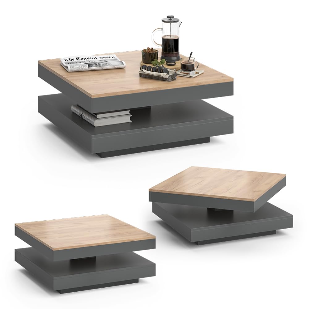 Vicco Tavolino da caffè Elias, Antracite, 70 x 70 cm | per l'utilizzo come superficie d'appoggio e per una suddivisione flessibile degli spazi