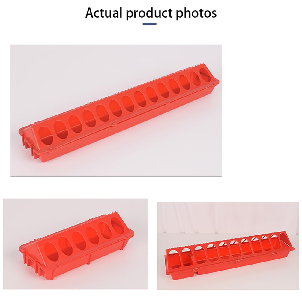 Comedero Abatible para Pollos Comederos para Patos De Exterior Gallineros Comederos Y Bebederos Pollos, Palomas, Patos Y Codornices Pequeños Sin Desperdicio,Rojo,L81.5*H7.5*W20