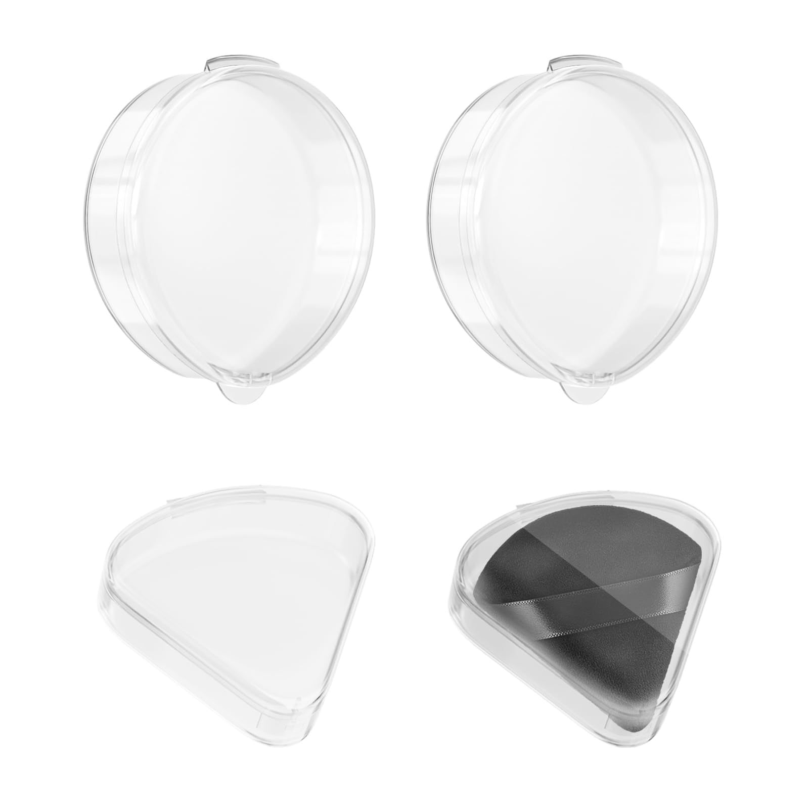 4 Pcs Makeup Powder Puff Holder Case, Powder Puff Protective Container Storage Box, Makeup Puff Carrying Case, Portable Makeup Sponge Holder (Transparent) (2 Round 2 tringle)-image-4