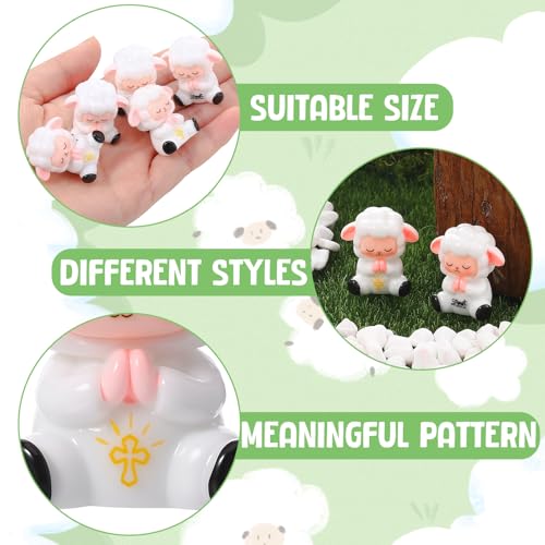 30 mini figuras de corderos de resina blancos miniatura 3
