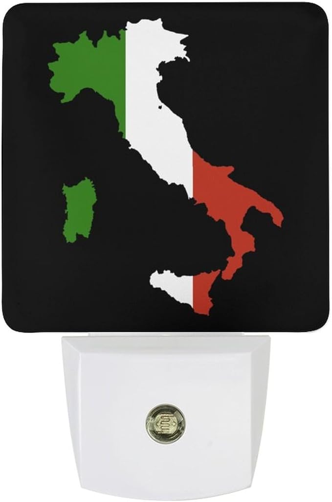 SONGTING Italy Map Flag Night Lights for Bedroom Kitchen Plug Into Wall Bright Small Nightlight Auto-On/Off