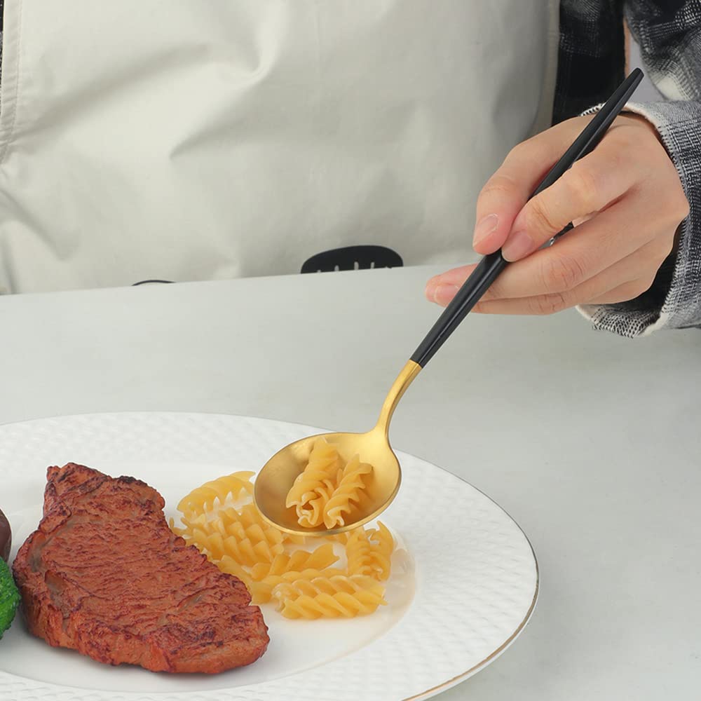 YDware 20 Stück Besteck Schwarzes Gold Matt, 20 Stück Titanium Schwarzes Gold Plated Besteck Set, Besteck Set Schwarzes Gold Service für 5.