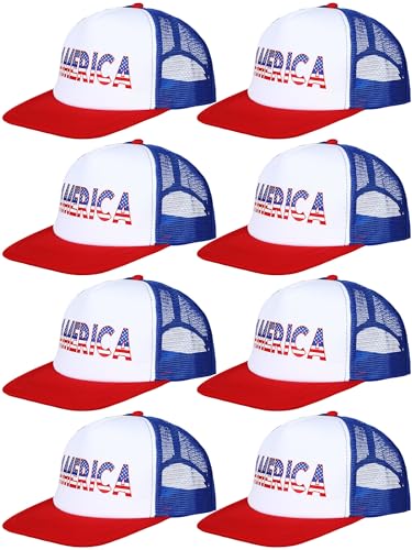 Image of Xtinmee America Hats Bulk - White Red Blue Baseball Caps Patriotic Hat for Independence 4th of July Accessories