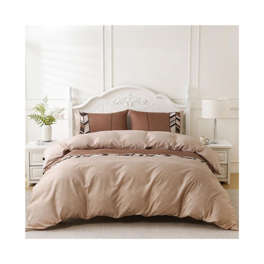 VHKJewE 2/3Pcs Microfiber Reversible Duvet Cover Set Modern Abstract Geometry Line Bedding Comforter Set(US Queen(229x229cm))
