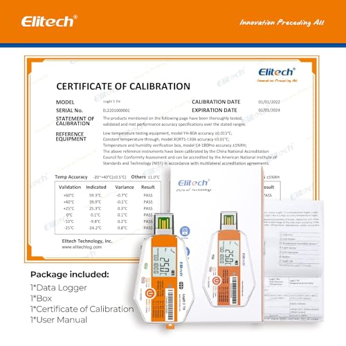 Image of Elitech WHO PQS Certificated 5 Pack 120 Days Temperature Humidity Data Logger with Light Sensor Single-Use Cold Chain Monitor (CCM) Temperature Recorder with PDF Report 16000 Points LogEt1-TH