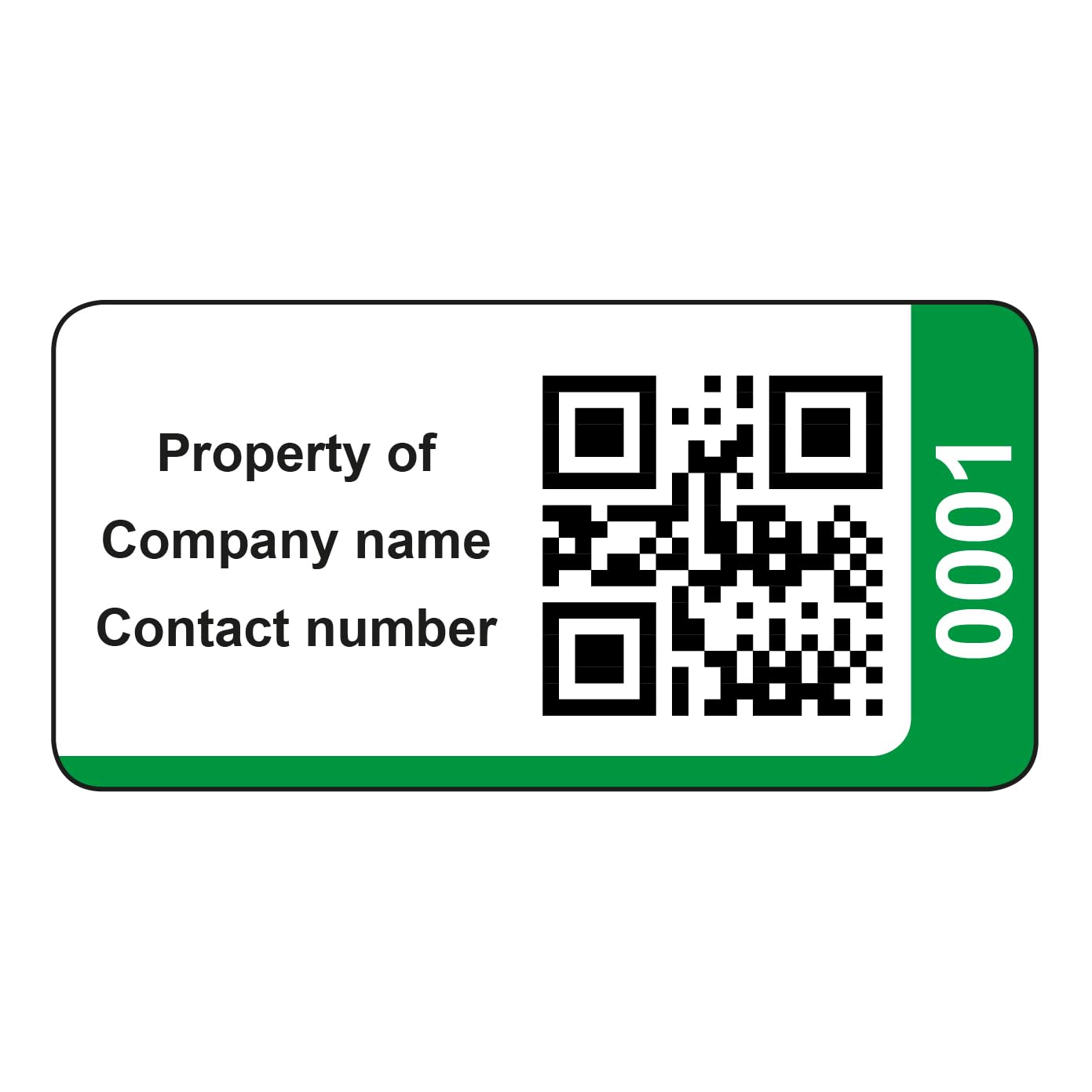 1000 etichette adesive personalizzate con codice QR Code Asset - con codice QR collegato al sito Web opzionale - Etichette permanenti in vinile verde 38 mm x 20 mm - semplici da personalizzare