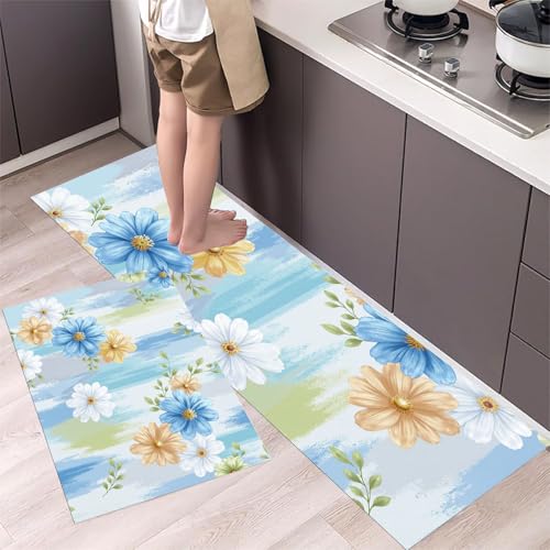 Alfombras de cocina para pasillo de diseño elegante tapetes lavables con base de silicona 4