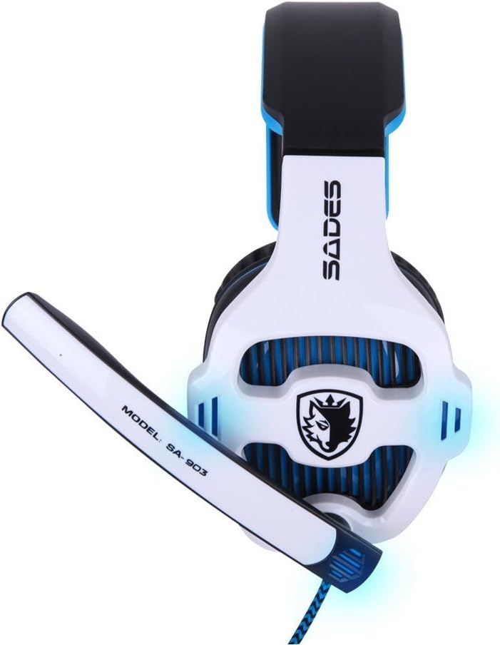 SA903 7.1 Channel Surround Stereo Noise Canceling Led Light USB Wired Over Ear PC Gaming Headset with Mic - White