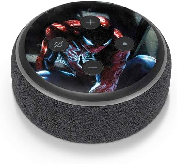 Skinit Decal Audio Skin Compatible with Amazon Echo Dot 3 - Officially Licensed Marvel Spiderman New Suit Spiderman Design