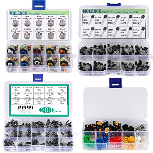Molence 2830PCS DIY Electronics Components Kit Assortment, Resistors, Inductors, Capacitors, LED, Triode, PCB, Potentiometer, Jumper Wire, Tactswitch for Arduino UNO MEGA2560 - Thumbnail 6