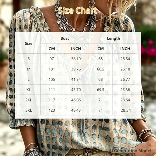 Polka Dot Lace Up Blouse for Women,V Neck Abstract Print Drawstring Shirts – vue 3