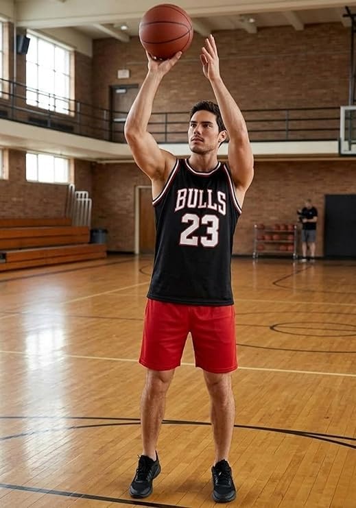 Image of AKAR Men's Basketball Jersey Sleeveless Athletic Vest, Bulls 23 Print, Black, Lightweight Breathable Performance Shirt for Gym & Fitness