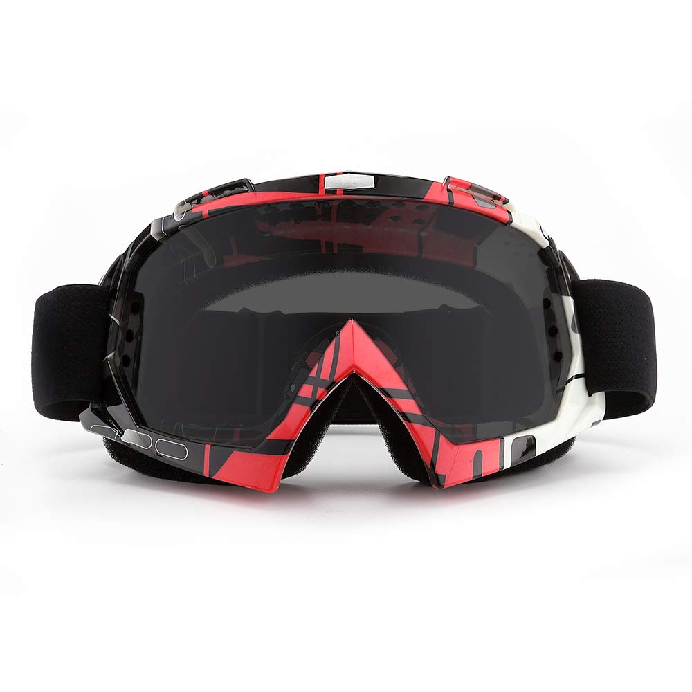 SPOSUNE Motorradbrille, ATV Dirt Bike Off Road Racing MX-Fahrbrille Anti-Scratch Staubdicht Biegbar UV400 Brille Gepolstert Weicher Dicker Schaumstoff, Verstellbarer Riemen Erwachsenen-Motocross
