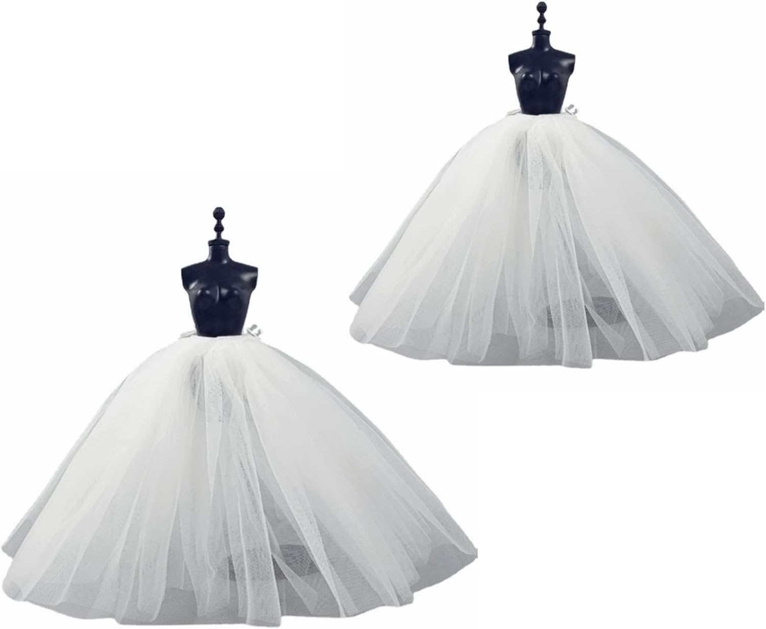 2pcs/lot Fashion Petticoat for 11.5" 1/6 Doll Slip Wedding Dress Underskirt Clothes Outfits 1/6 BJD Dollhouse Accessories (Long, White)