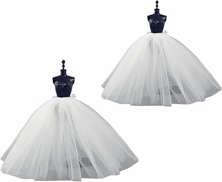 2pcs/lot Fashion Petticoat for 11.5" 1/6 Doll Slip Wedding Dress Underskirt Clothes Outfits 1/6 BJD Dollhouse Accessories Long, White