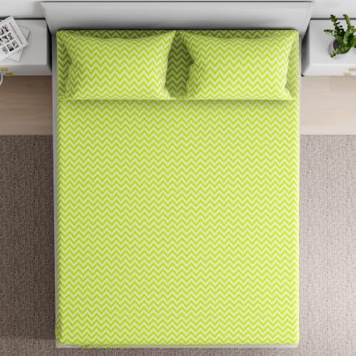 Image of Wakefit 100% Cotton 160 TC Flat Printed Bedsheet, Amelia Queen Size (100x90 Inches) / (2.54m*2.29m) with 2 Pillow Covers Amelia, Double