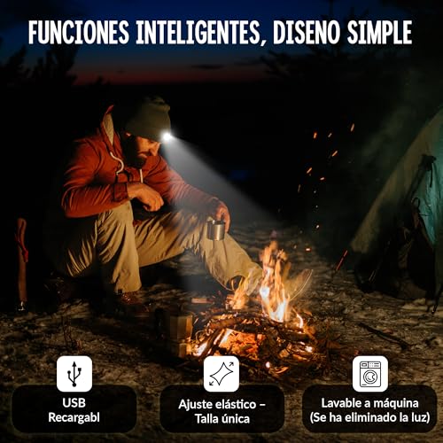 FUZZIO LED Luminoso Gorro Sombrero, USB Recargable 4 LED Gorras para Correr Super Brillante Impermeable Luz Invierno Cálido Regalos para Hombre y Mujer - imagen 3