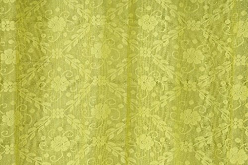 Image of Dekor World Green Cotton Net Curtain Set (Pack of 2)-110x275cm (4x9Feet) Long Door Curtain