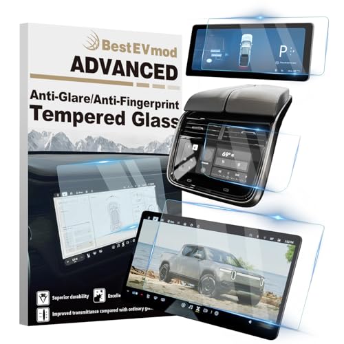 BestEvMod Matte Screen Protectors Tempered Glass Compatible with Rivian R1T ...