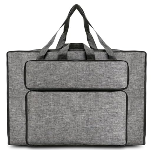 Oaygat Bolsa de arte para dibujo, bolsa impermeable con asas, portátil, organizador de pintura, bolsa de almacenamiento para paletas, pinceles, pinturas, lápices, obras de arte, gris, A2, Portafolio