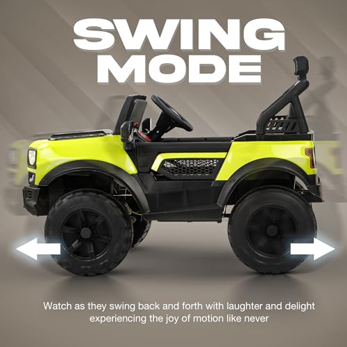 Image of Baybee Rover 4x4 Battery Operated Jeep for Kids, Ride on Toy Kid Car with RGB Windshield Light & Music | Baby Big Battery Cars | Electric Jeep Car for Kids to Drive 2 to 6 Years (Fluorescent Green)