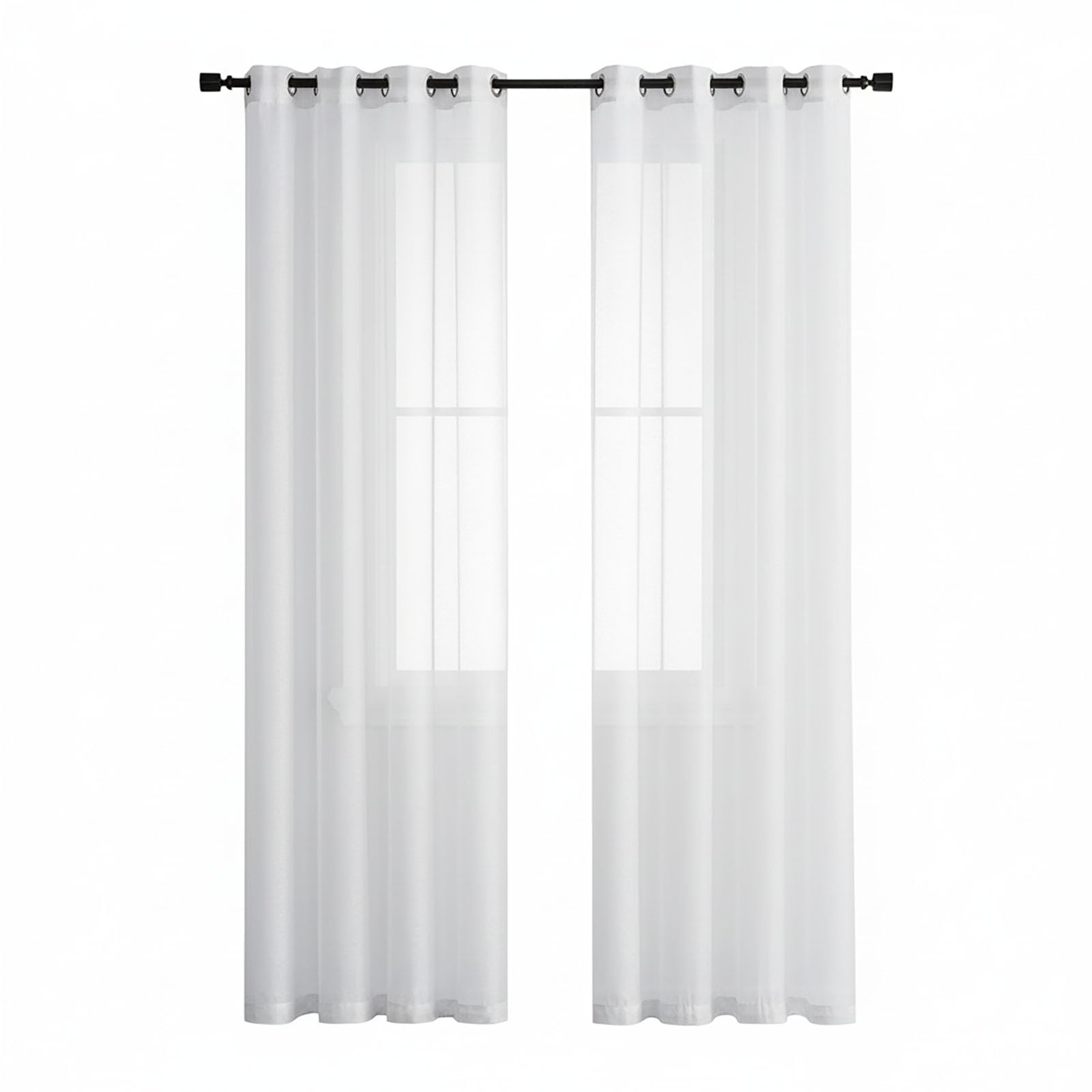 Rideaux Voilages à Oeillets 250 x 250 cm en Effet Lin Anti-UV Tulle Transparent Filtre Lumineux Anti-Éblouissement Rideaux Voilages Oeillet pour Chambre, Blanc