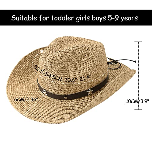Straw Cowboy Hats for Toddler Girls Boys Summer Sun Hat Belt Buckle Cowgirl Western-Hat for Kid 2-4 Years2